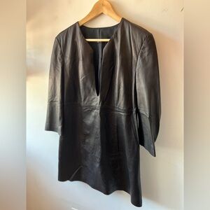 Blacky Dress Berlin Leather V-Neck Long Sleeve Dress 12 GB/10US